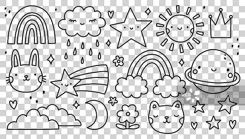 一组可爱的儿童涂鸦图片素材