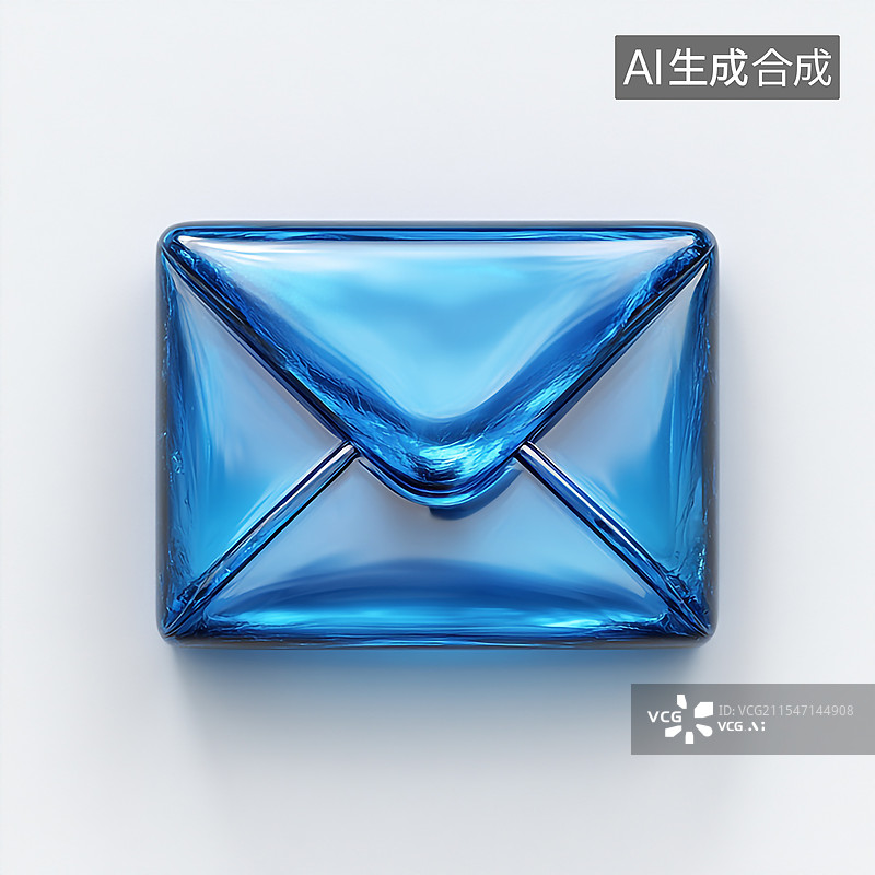 【AI数字艺术】卡通可爱的蓝色信封图片素材