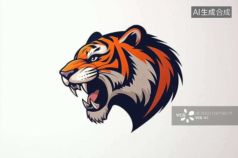 【AI数字艺术】卡通老虎头像徽章图片素材