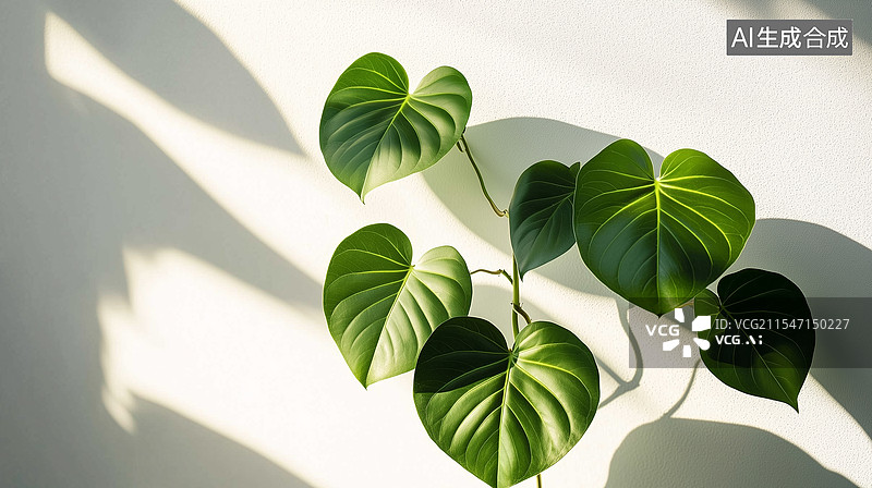 【AI数字艺术】绿色植物叶子与阴影图片素材
