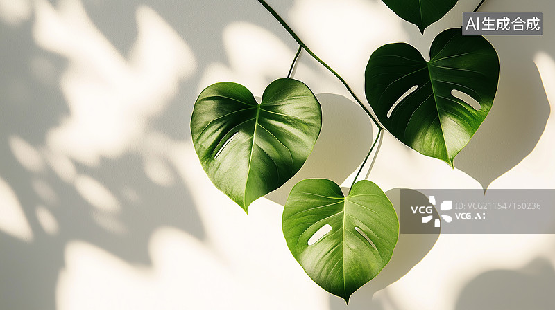 【AI数字艺术】绿色植物叶子与阴影图片素材