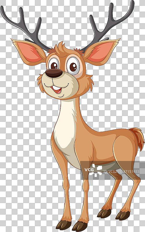 一只快乐的有风格的驯鹿，带着鹿角图片素材
