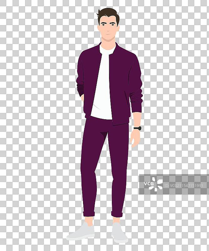 一位穿着酒红色的年轻男子图片素材