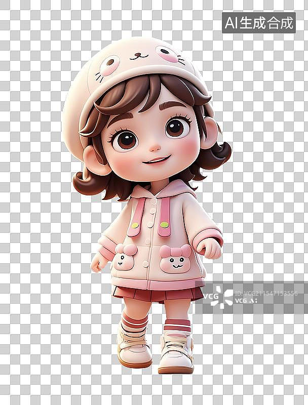 【AI数字艺术】3D卡通时尚可爱春日出行女孩图片素材