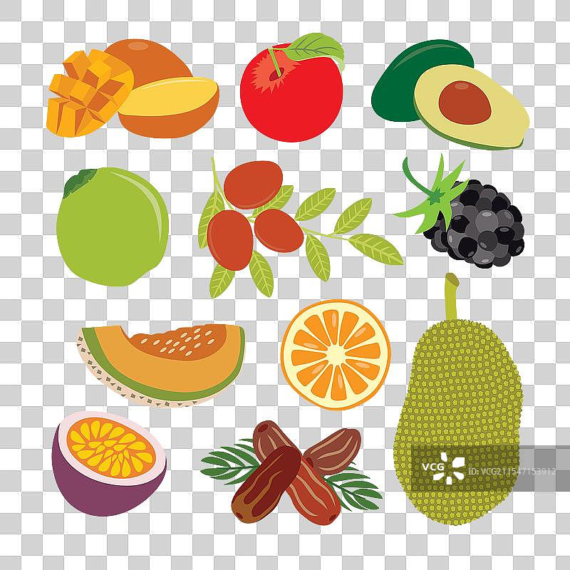 多样化的美味新鲜水果选择图片素材