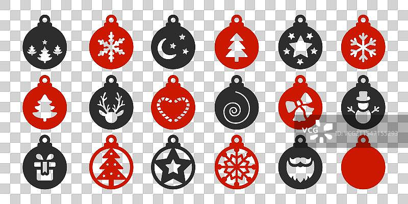 圣诞球吊坠或钥匙链套装图片素材