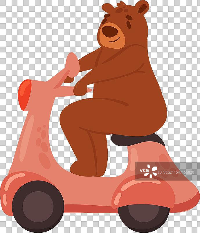 熊骑着摩托车滑板车图片素材