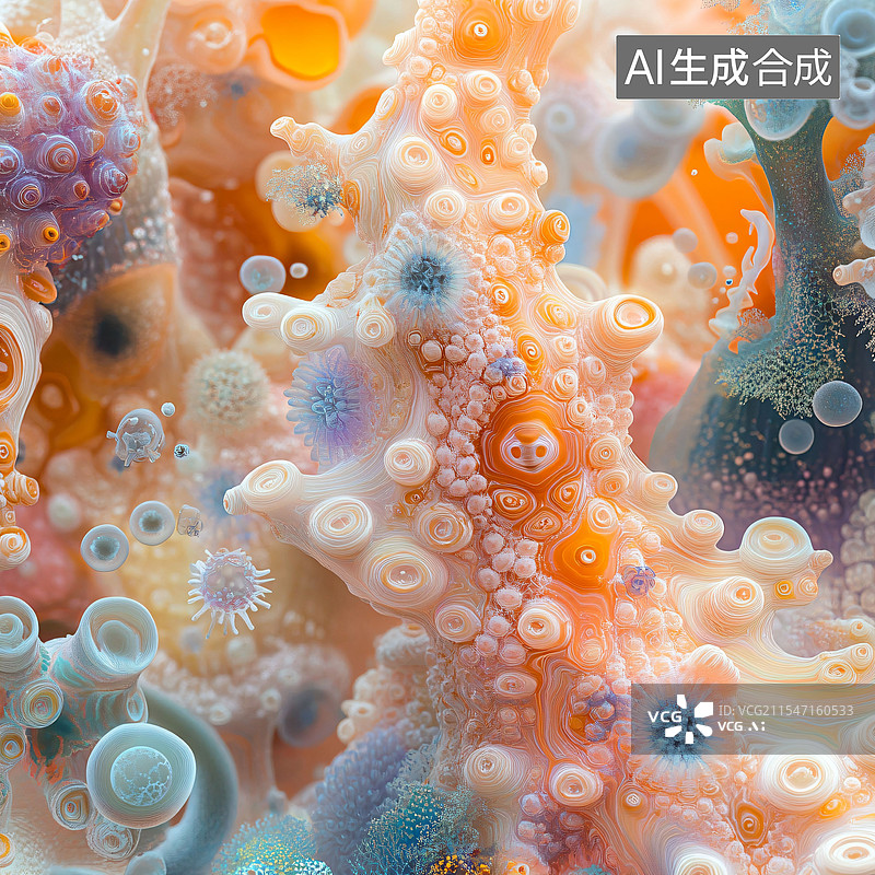 【AI数字艺术】章鱼触手、多彩、海底、肌理材质、C4D图片素材