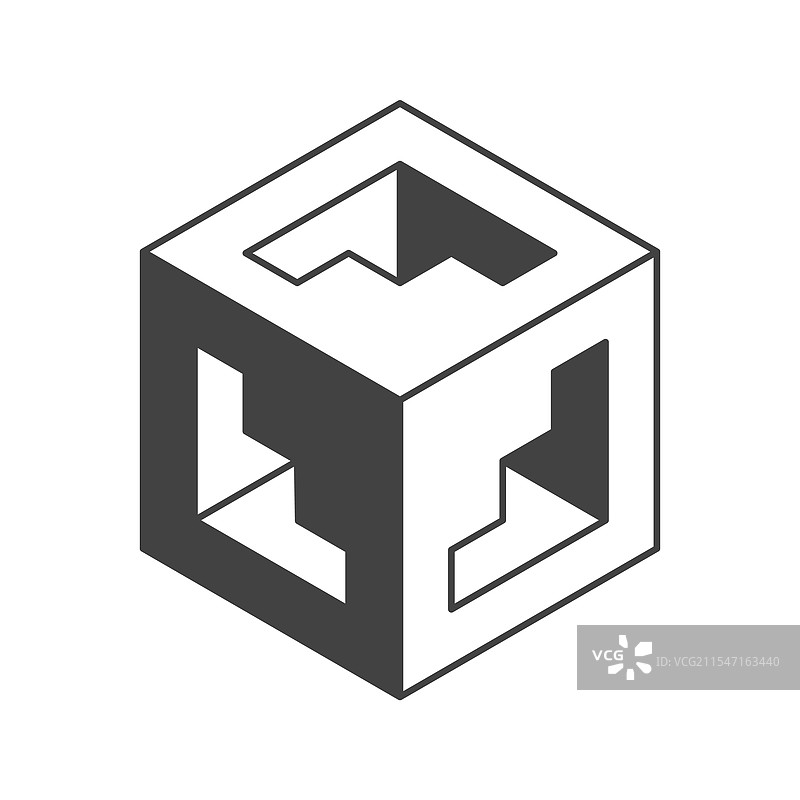 黑白立方体几何设计标志图片素材