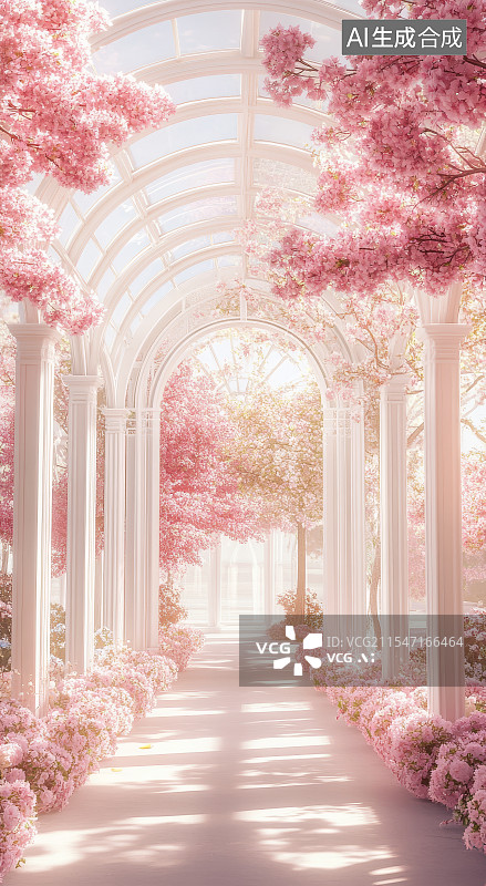 【AI数字艺术】浪漫花朵拱门图片素材