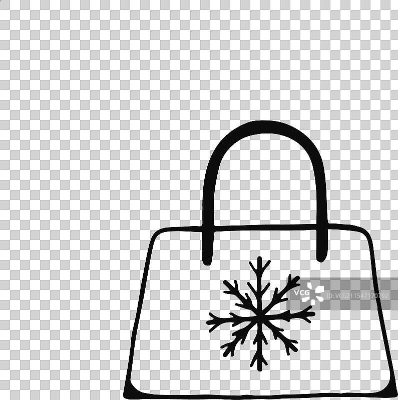 简单的黑白涂鸦手提袋图片素材