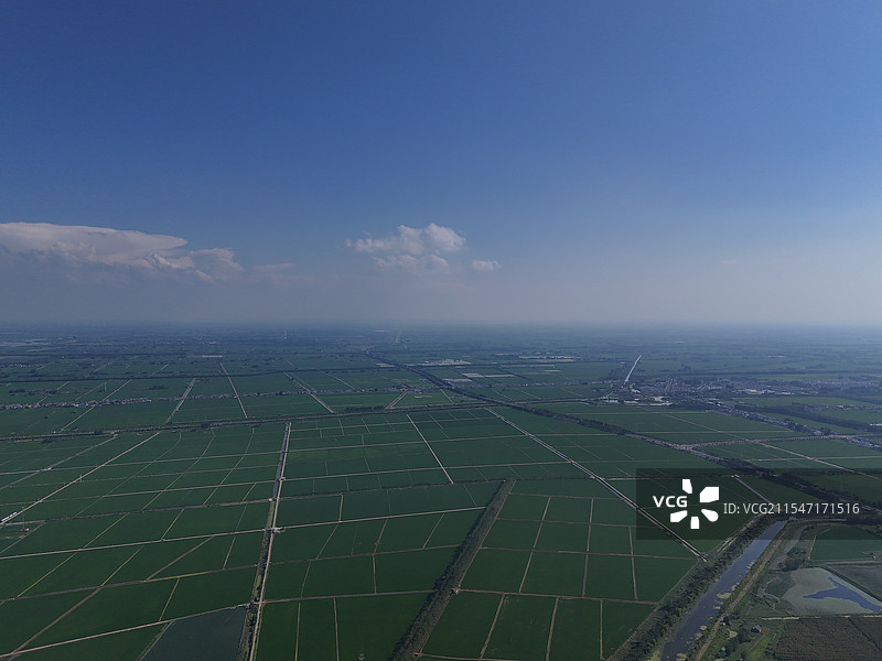 江苏淮安：金湖县的农田和荷花荡风光图片素材