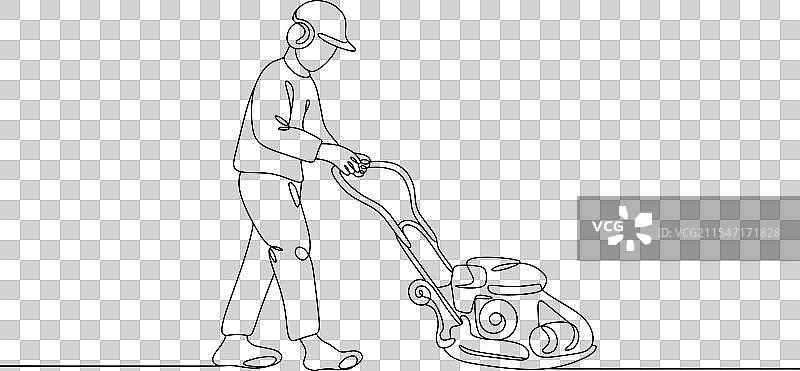 一名道路工人使用振动器压实土壤图片素材