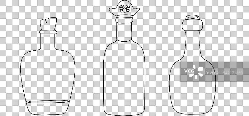 三种不同形状的朗姆酒瓶图片素材