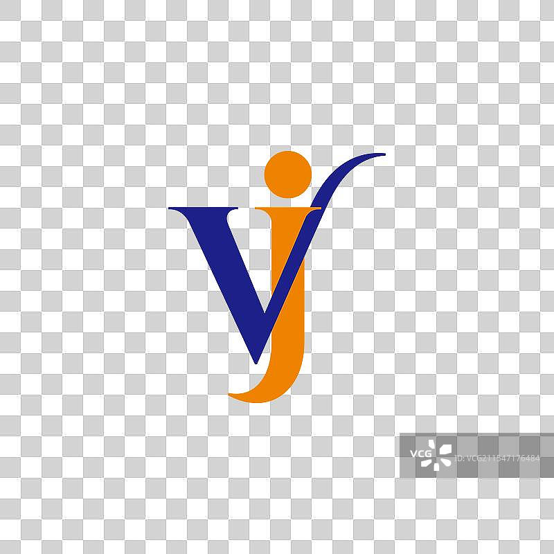 字母vj彩色优雅曲线字体标志图片素材