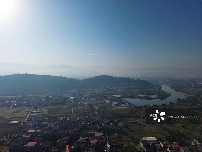 航拍萍乡芦溪县银河镇陇田村村落图片素材