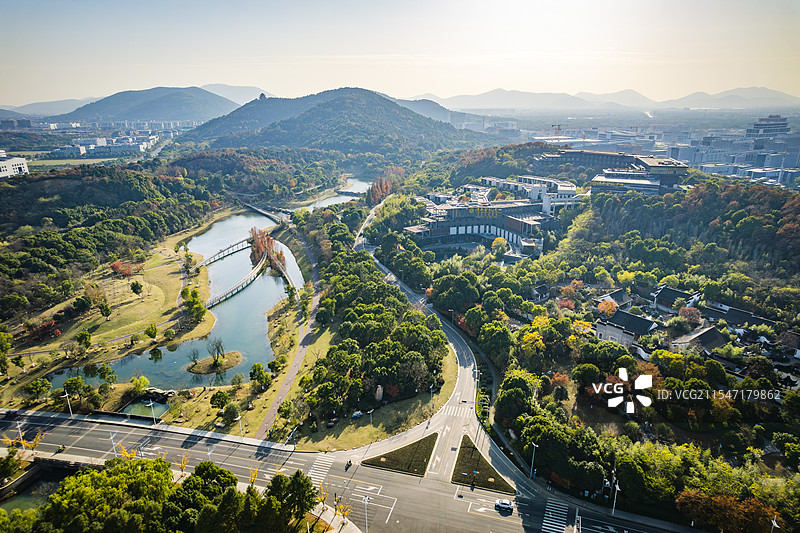 苏州虎丘户彩石湖公园及五龙山图片素材