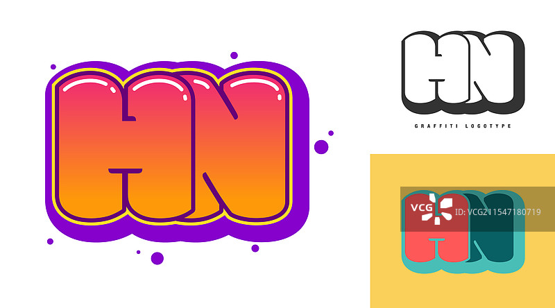 节日或派对的HN标志设计图片素材