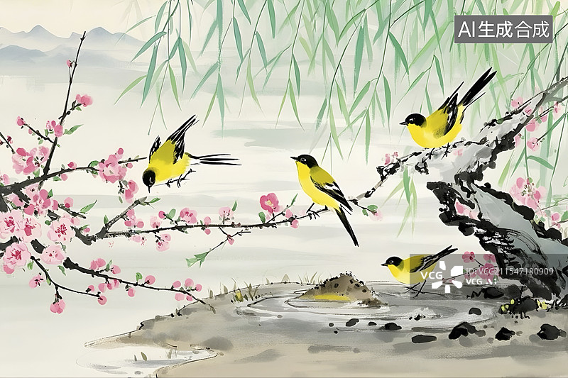 【AI数字艺术】春分插画图片素材