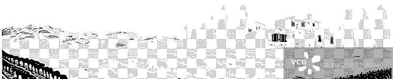 雕刻的托斯卡纳乡村葡萄园别墅图片素材