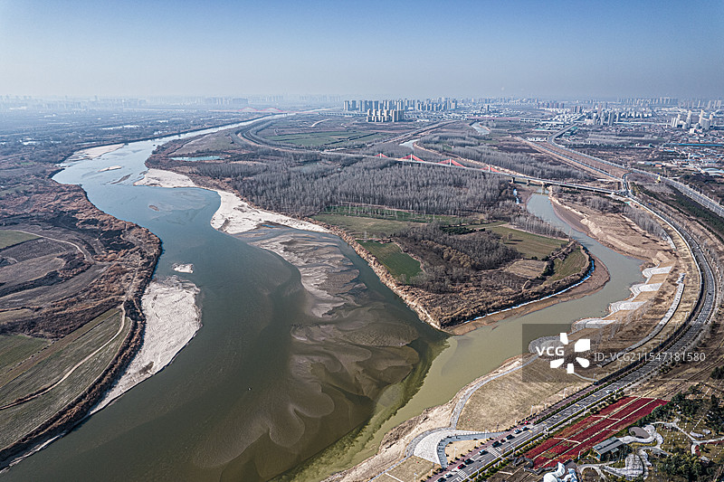 陕西西安泾河入渭河图片素材