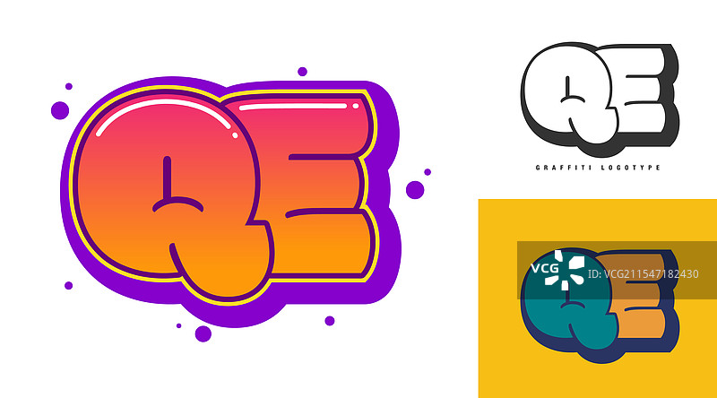 节日或派对的首字母QE标志设计图片素材