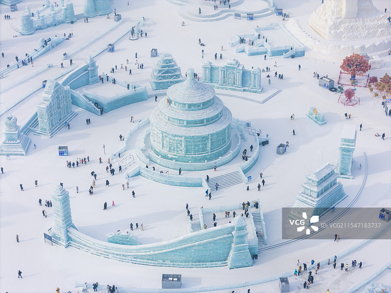 哈尔滨冰雪大世界航拍图片素材
