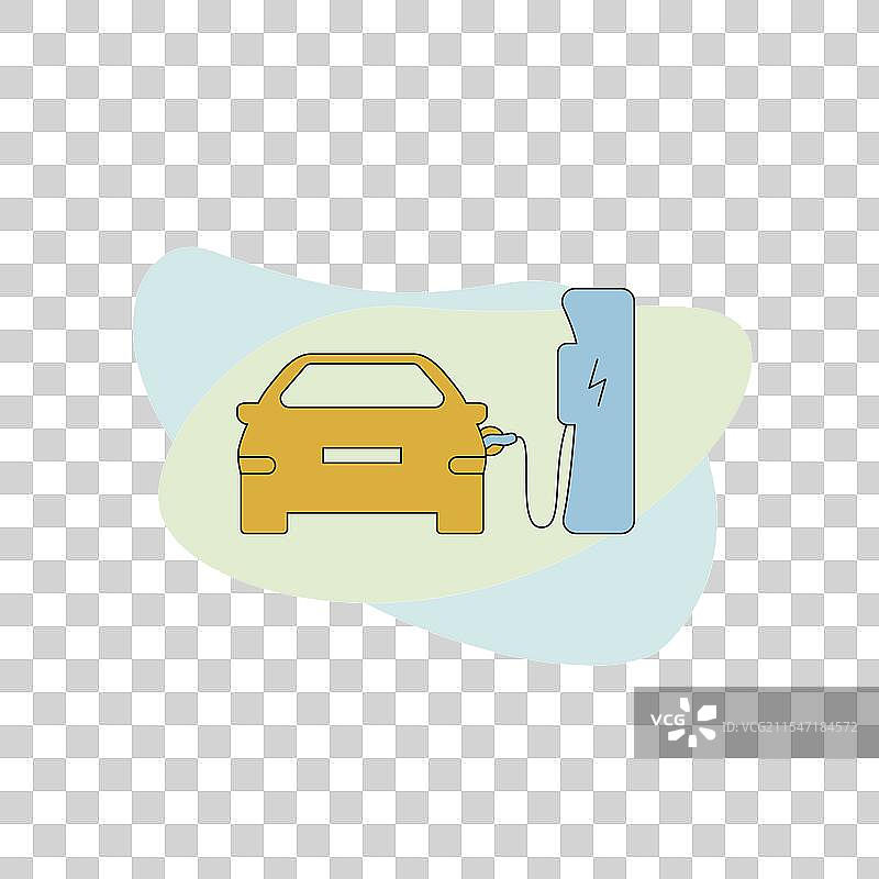 在抽象背景上充电站图标与图片素材