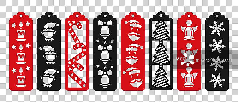 圣诞节垂直书签设计冬季图案图片素材