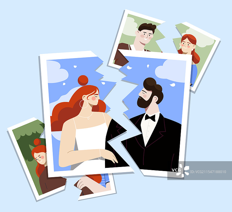 撕裂的照片描绘图片素材