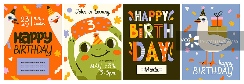 一套快乐生日海报儿童贺卡图片素材