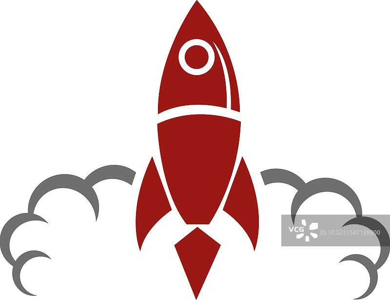 红色火箭发射图标，飞行的火箭在太空中图片素材