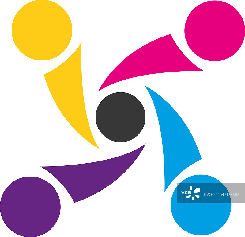 四人社交团体链接家庭标志设计图片素材