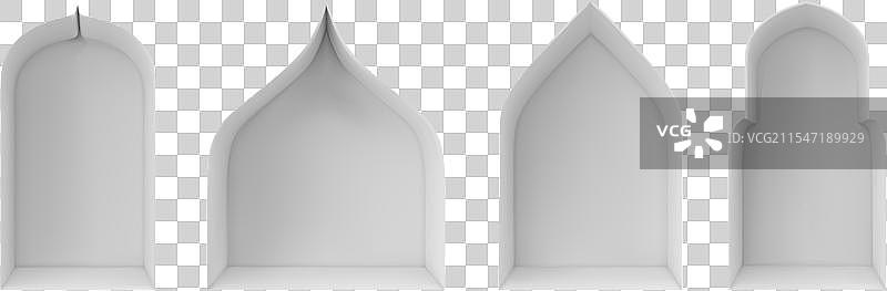 白色背景上的阿拉伯窗户套件图片素材