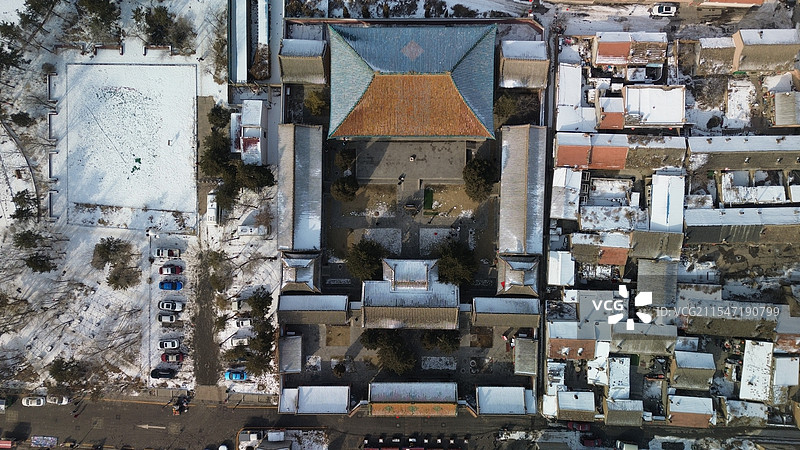山西浑源永安寺航拍-城市风光航拍图片素材