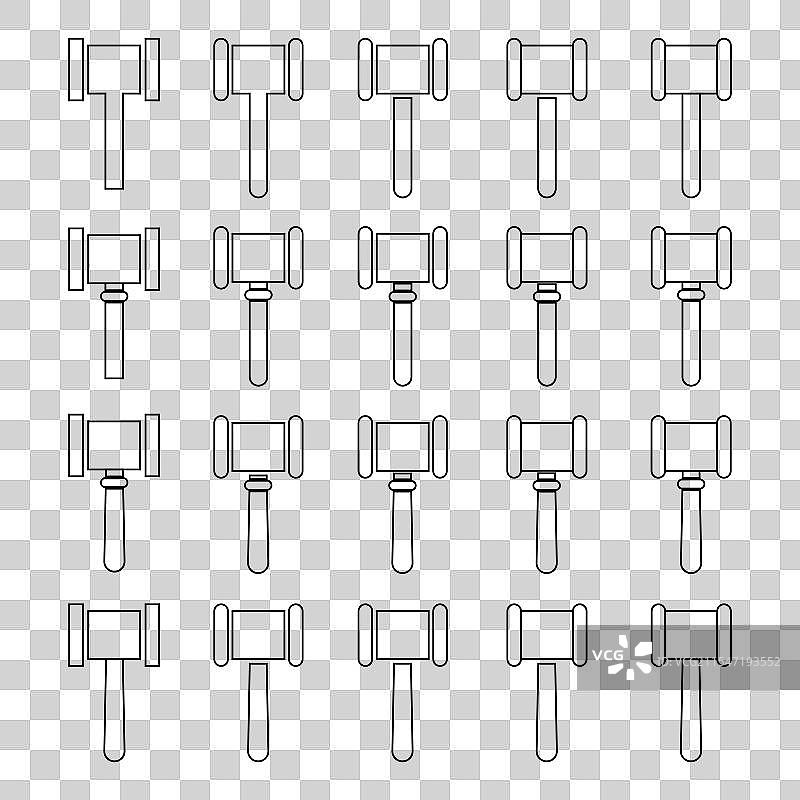 法官锤图标法律拍卖符号集合图片素材