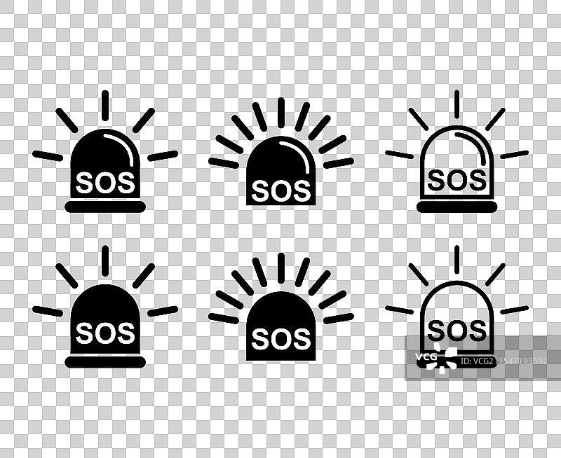 一套SOS求助图标安全支持警报设计图片素材