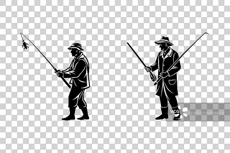 渔夫剪影图标集图片素材