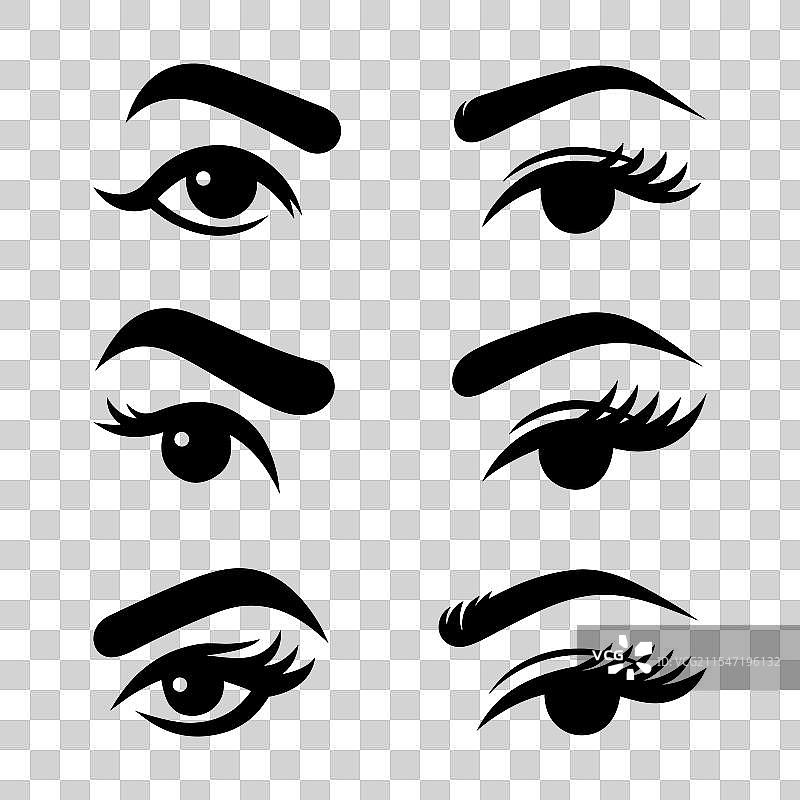 优雅的眉毛套装剪影设计图片素材