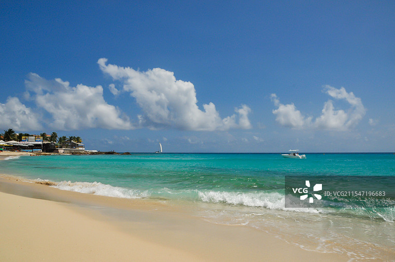 加勒比海荷属圣马丁群岛的美丽海滩图片素材