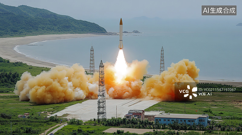 【AI数字艺术】中国沿海部署的洲际导弹发射场景图片素材