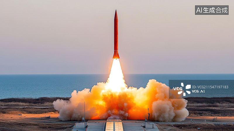 【AI数字艺术】中国沿海部署的洲际导弹发射场景图片素材
