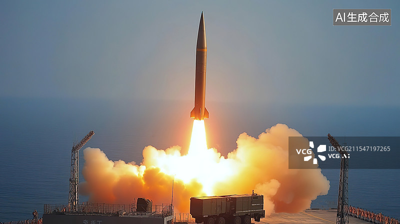 【AI数字艺术】中国沿海部署的洲际导弹发射场景图片素材