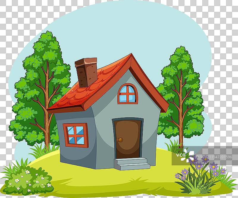 一座被大自然环绕的小房子图片素材