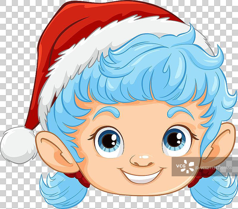 微笑的精灵角色戴着红色圣诞老人帽图片素材