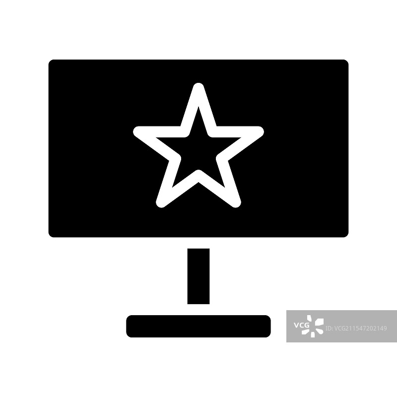 带星形图标的电脑显示器概念图片素材