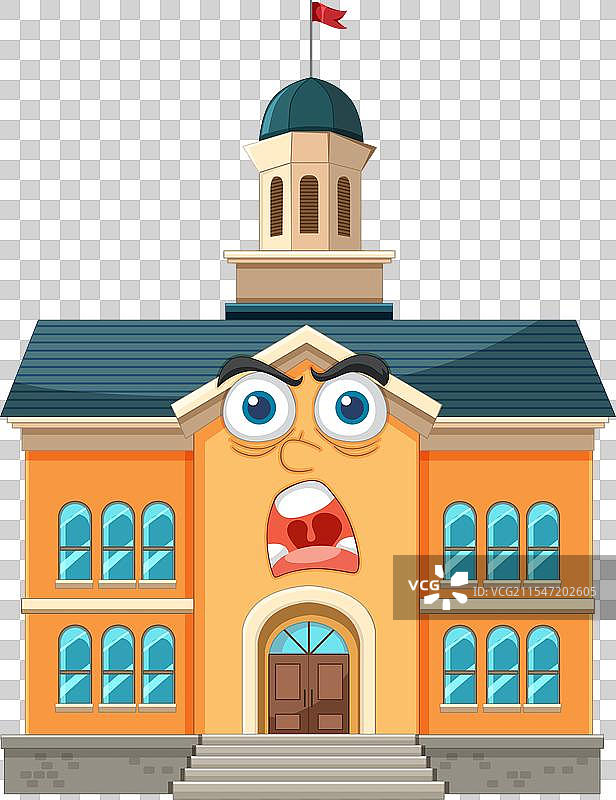 色彩斑斓的学校建筑与生动的表情图片素材