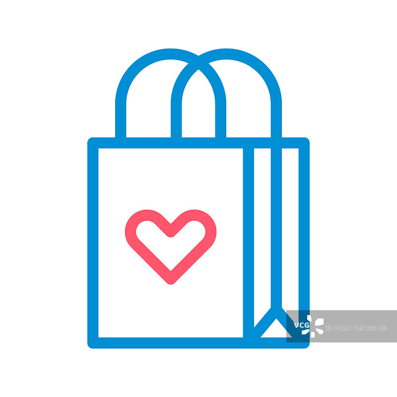 带有心形图标的购物袋，象征着爱意图片素材
