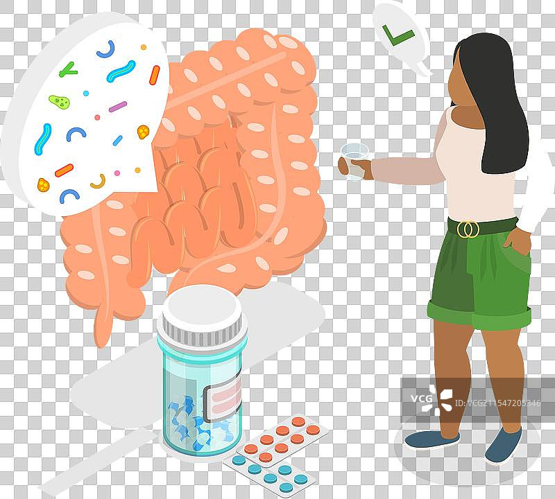 益生菌的3D等距平面图图片素材