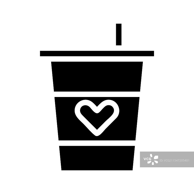 带有心形符号的一次性杯子，象征着爱意图片素材